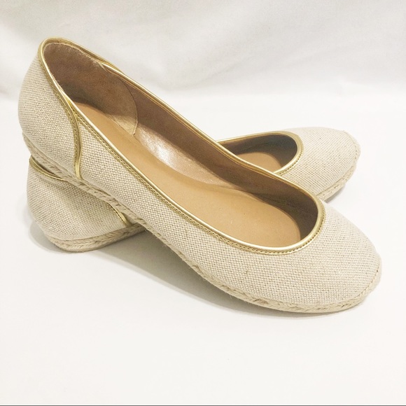 Talbots Shoes - Talbots Espadrille Woven Flats Gold Accents